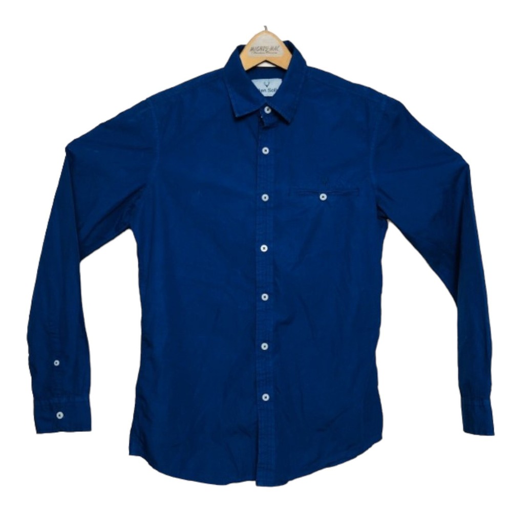 Allen Solly Blue Long Sleeve‎ Cotton Button Down w/ Pocket Mens Size 39 Small S